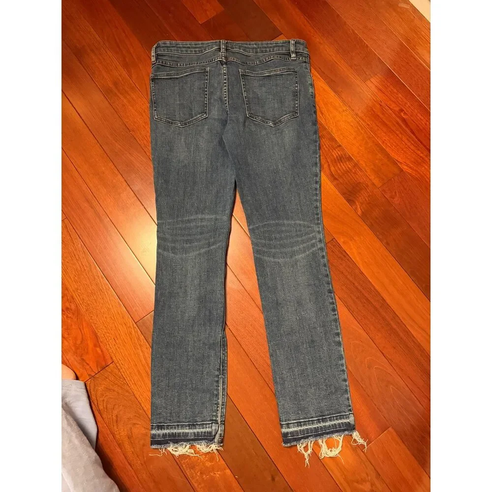 Free People Straight Leg Jeans Women's 30 Medium Wash Raw Hem Boho Casual 90s
